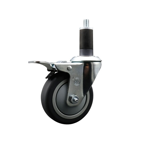 4'' Thermoplastic Rubber Swivel 1-1/4'' Expanding Stem Caster Total Lock Brake